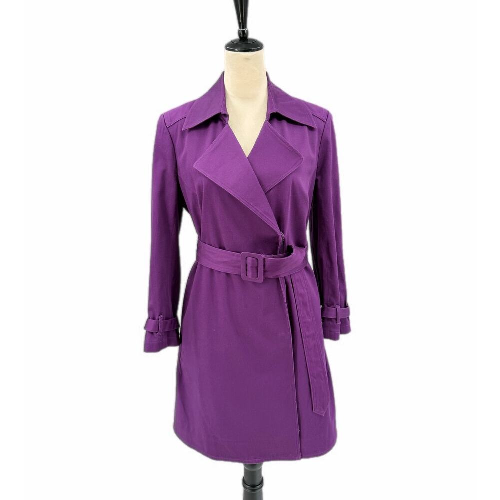 Viv Vivienne Tam NWT Plum Double Breasted Belted Cotton Blend Trench Coat Jacket